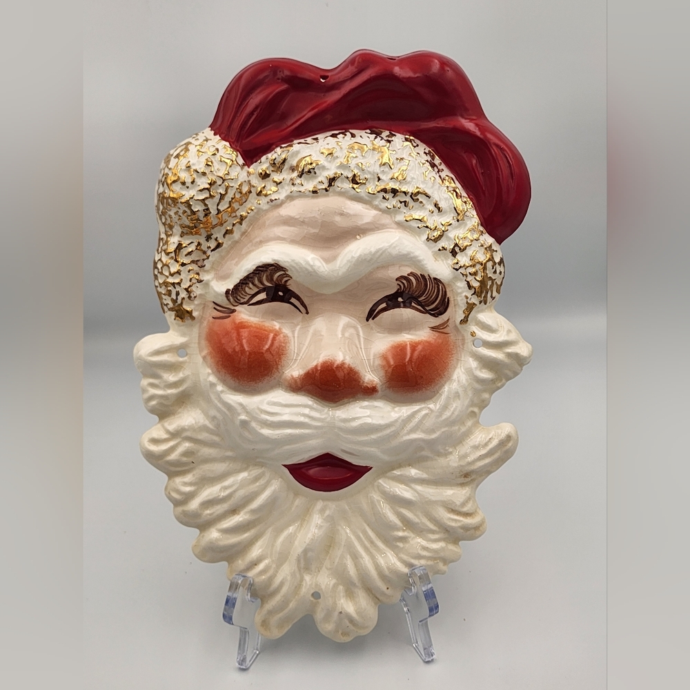 Vintage Ceramic Santa Face Wall Hanging Plate - Michael Golden Supex